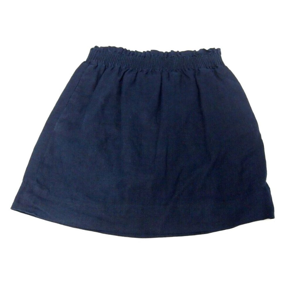 J.Crew Womens Mini Paper Bag Skirt 2 100% Wool Navy Blue Elastic Waist
